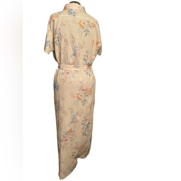 Trish Scully cottage core button down linen blend country prairie floral dress12 - Picture 5 of 8